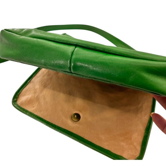 Rare Vintage 70s Womens Handbag Leather Green Medium - Picture 4 of 9
